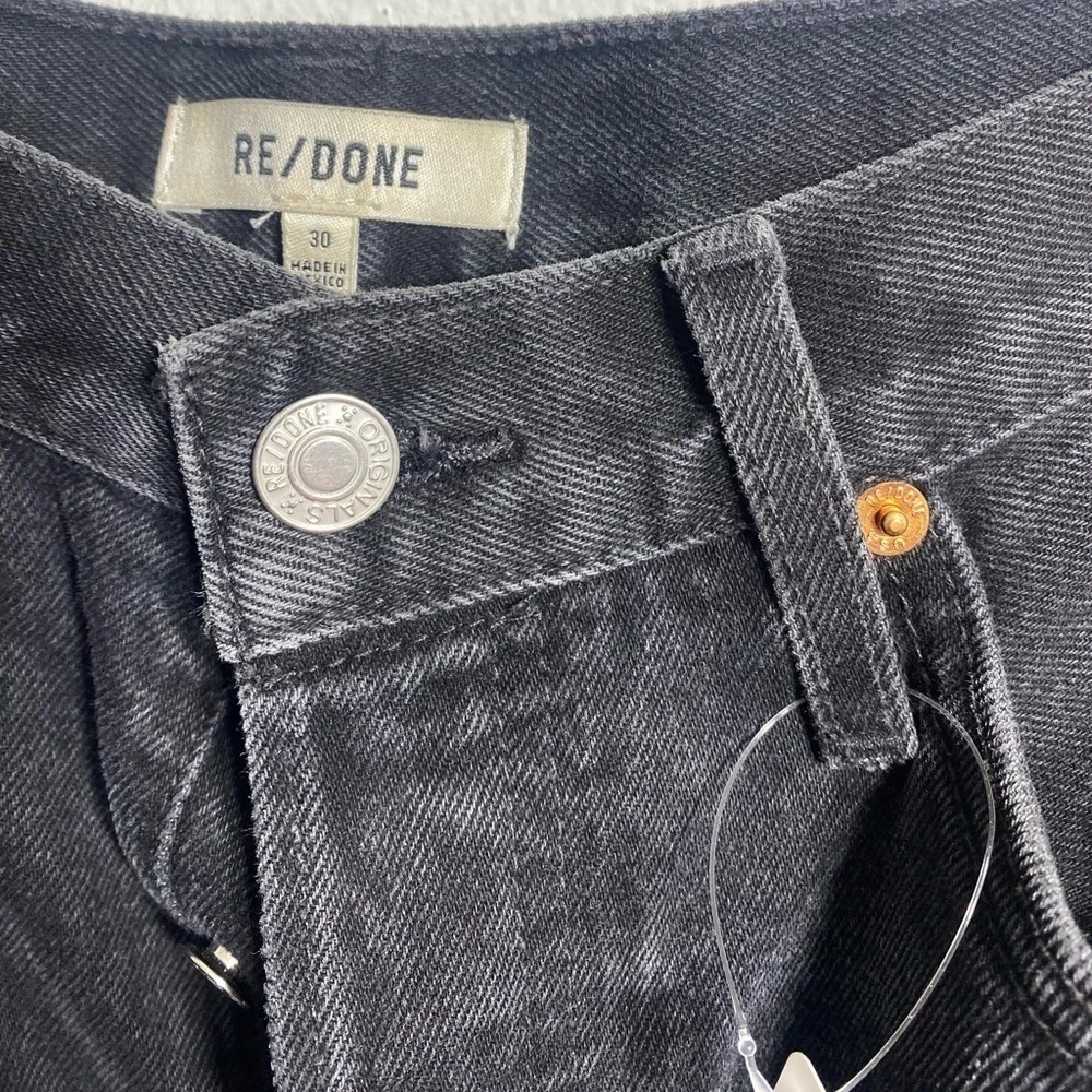 Re/done 70s high rise shorts black denim distressed - Picture 5 of 8